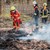 Feuerwehrkameradinnen und Kreisbrandmeister löschen Vegetationsbrand