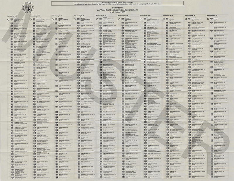 Musterabbildung des Kreistagswahl-Stimmzettels
