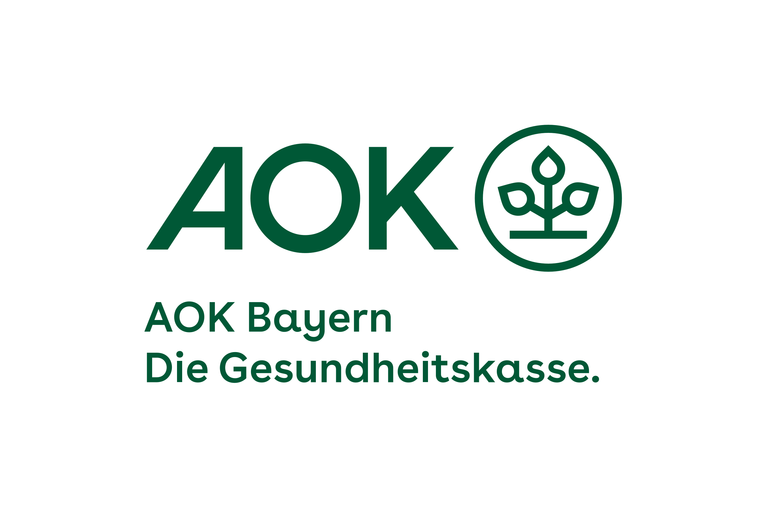Logo AOK grüne Schrift mit gemaltem Baum