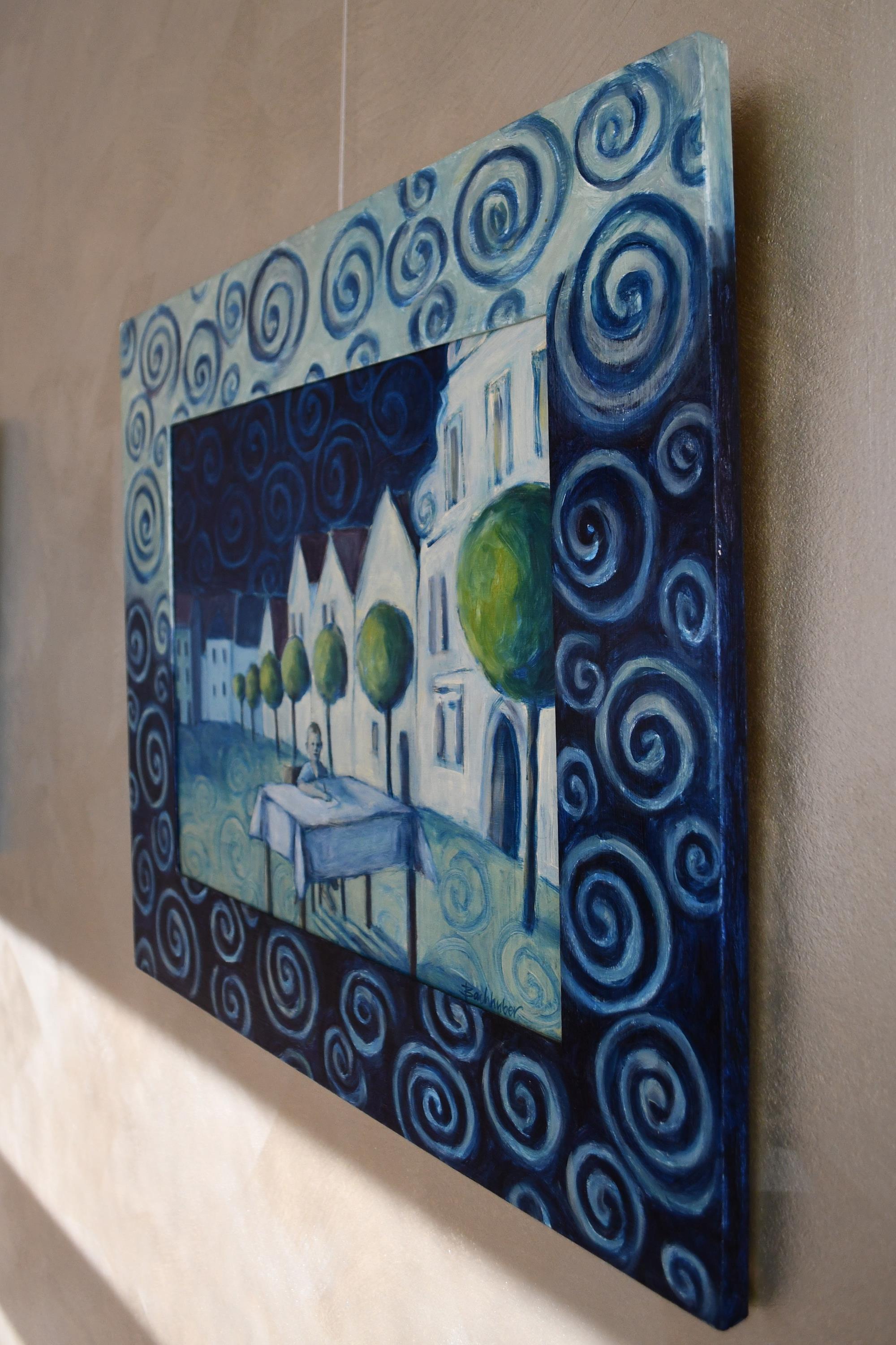 Ein Kunstwerk zeigt die Innenstadt von Kelheim